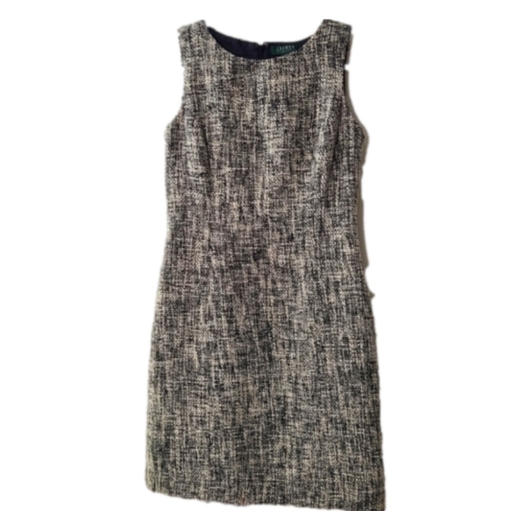 LAUREN Ralph Lauren Wool Blend Tweed Sheath Dress - Size 8